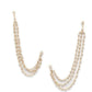 NVR Pearl Studded Classic Gold-Polished 3 Line Ear Chain Ear Cuff | Swadesiicart
