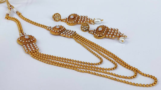 White Kemp Layer Necklace Set - Mokshi Collections