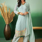 Sky Blue Georgette Handwork Unstitched Dress Material - Hanika | Swadesiicart