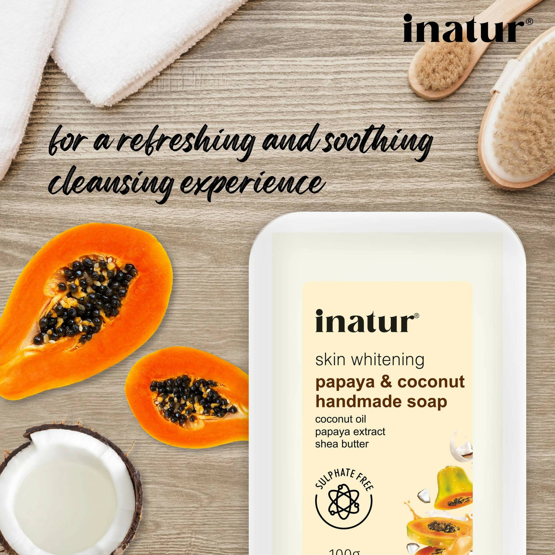 Inatur Papaya and Coconut Soap - Swadesiicart