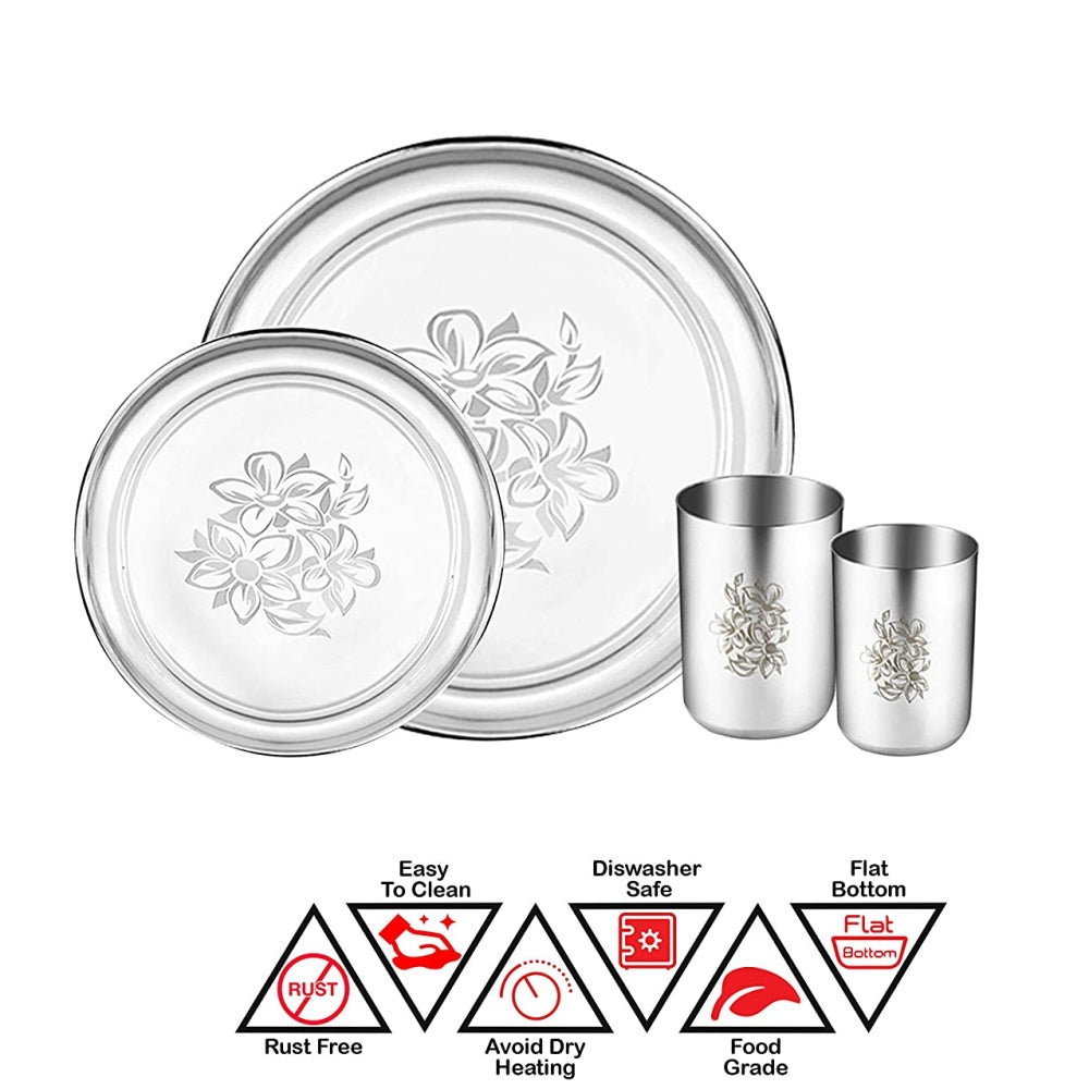 Stainless Steel Glory Dinner Set, 16-Pieces - Swadesiicart