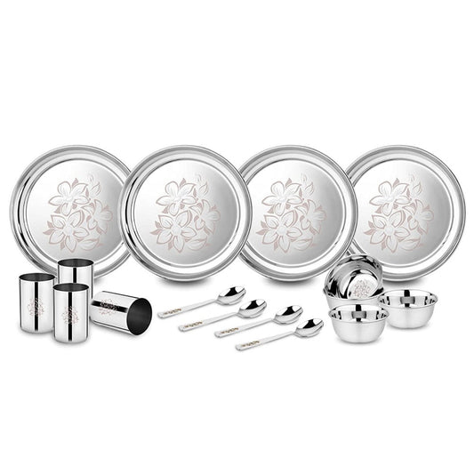 Stainless Steel Glory Dinner Set, 16-Pieces - Swadesiicart
