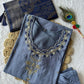 Lorenvalley Fashion Steelblue Roman Silk Hand Work Kurta Pant with Dupatta - Swadesiicart