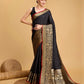 Vedant Vastram Soft Litchi Silk Banarasi Silk Saree - Black | Swadesiicart