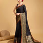 Vedant Vastram Soft Litchi Silk Banarasi Silk Saree - Black | Swadesiicart