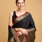 Vedant Vastram Soft Litchi Silk Banarasi Silk Saree - Black | Swadesiicart