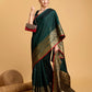 Vedant Vastram Soft Litchi Silk Banarasi Silk Saree - Green | Swadesiicart