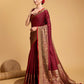 Vedant Vastram Soft Litchi Silk Banarasi Silk Saree - Maroon | Swadesiicart