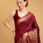 Vedant Vastram Soft Litchi Silk Banarasi Silk Saree - Maroon | Swadesiicart