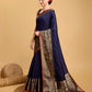 Vedant Vastram Soft Litchi Silk Banarasi Silk Saree - Navy | Swadesiicart