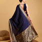 Vedant Vastram Soft Litchi Silk Banarasi Silk Saree - Navy | Swadesiicart