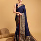 Vedant Vastram Soft Litchi Silk Banarasi Silk Saree - Navy | Swadesiicart