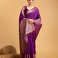 Vedant Vastram Soft Litchi Silk Banarasi Silk Saree - Purple | Swadesiicart
