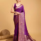 Vedant Vastram Soft Litchi Silk Banarasi Silk Saree - Purple | Swadesiicart