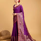 Vedant Vastram Soft Litchi Silk Banarasi Silk Saree - Purple | Swadesiicart