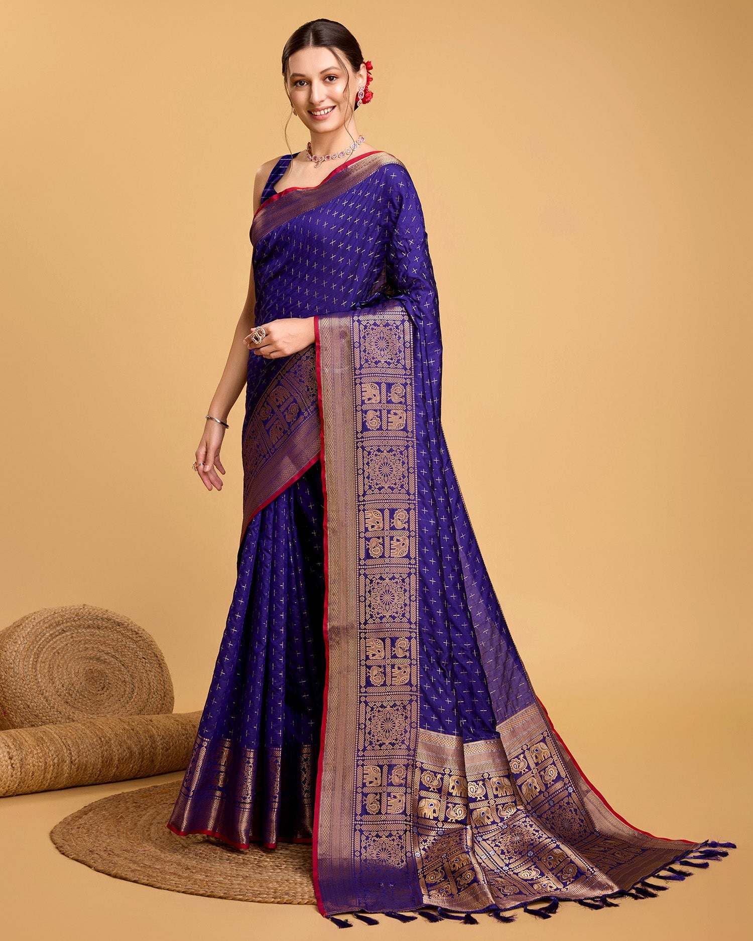 Vedant Vastram Soft Litchi Silk Banarasi Silk Saree - Violate | Swadesiicart