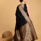 Vedant Vastram Soft Litchi Silk Banarasi Silk Saree - Black | Swadesiicart