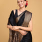 Vedant Vastram Soft Litchi Silk Banarasi Silk Saree - Black | Swadesiicart