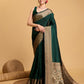 Vedant Vastram Soft Litchi Silk Banarasi Silk Saree - Green | Swadesiicart