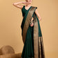 Vedant Vastram Soft Litchi Silk Banarasi Silk Saree - Green | Swadesiicart