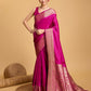 Vedant Vastram Soft Litchi Silk Banarasi Silk Saree - Magenta | Swadesiicart