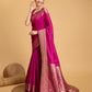 Vedant Vastram Soft Litchi Silk Banarasi Silk Saree - Magenta | Swadesiicart