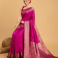 Vedant Vastram Soft Litchi Silk Banarasi Silk Saree - Magenta | Swadesiicart