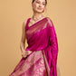 Vedant Vastram Soft Litchi Silk Banarasi Silk Saree - Magenta | Swadesiicart