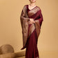 Vedant Vastram Soft Litchi Silk Banarasi Silk Saree - Maroon | Swadesiicart