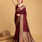 Vedant Vastram Soft Litchi Silk Banarasi Silk Saree - Maroon | Swadesiicart