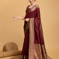 Vedant Vastram Soft Litchi Silk Banarasi Silk Saree - Maroon | Swadesiicart