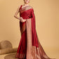 Vedant Vastram Soft Litchi Silk Banarasi Silk Saree - Red | Swadesiicart