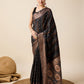 Vedant Vastram Soft Litchi Silk Banarasi Silk Saree - Black | Swadesiicart