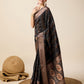 Vedant Vastram Soft Litchi Silk Banarasi Silk Saree - Black | Swadesiicart