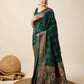 Vedant Vastram Soft Litchi Silk Banarasi Silk Saree - Green | Swadesiicart
