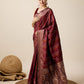 Vedant Vastram Soft Litchi Silk Banarasi Silk Saree - Maroon | Swadesiicart