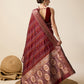 Vedant Vastram Soft Litchi Silk Banarasi Silk Saree - Maroon | Swadesiicart