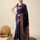 Vedant Vastram Soft Litchi Silk Banarasi Silk Saree - Navy | Swadesiicart