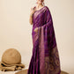 Vedant Vastram Soft Litchi Silk Banarasi Silk Saree - Purple | Swadesiicart