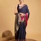 Vedant Vastram Soft Litchi Silk Banarasi Silk Saree - Navy | Swadesiicart