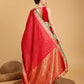 Vedant Vastram Soft Litchi Silk Banarasi Silk Saree - Red | Swadesiicart