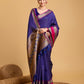 Vedant Vastram Soft Litchi Silk Banarasi Silk Saree - Blue | Swadesiicart