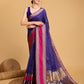 Vedant Vastram Soft Litchi Silk Banarasi Silk Saree - Blue | Swadesiicart