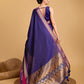 Vedant Vastram Soft Litchi Silk Banarasi Silk Saree - Blue | Swadesiicart