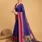 Vedant Vastram Soft Litchi Silk Banarasi Silk Saree - Blue | Swadesiicart