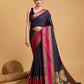 Vedant Vastram Soft Litchi Silk Banarasi Silk Saree - Navy | Swadesiicart