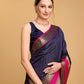 Vedant Vastram Soft Litchi Silk Banarasi Silk Saree - Navy | Swadesiicart
