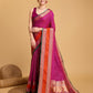 Vedant Vastram Soft Litchi Silk Banarasi Silk Saree - Rani | Swadesiicart