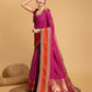 Vedant Vastram Soft Litchi Silk Banarasi Silk Saree - Rani | Swadesiicart