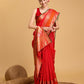 Vedant Vastram Soft Litchi Silk Banarasi Silk Saree - Red | Swadesiicart